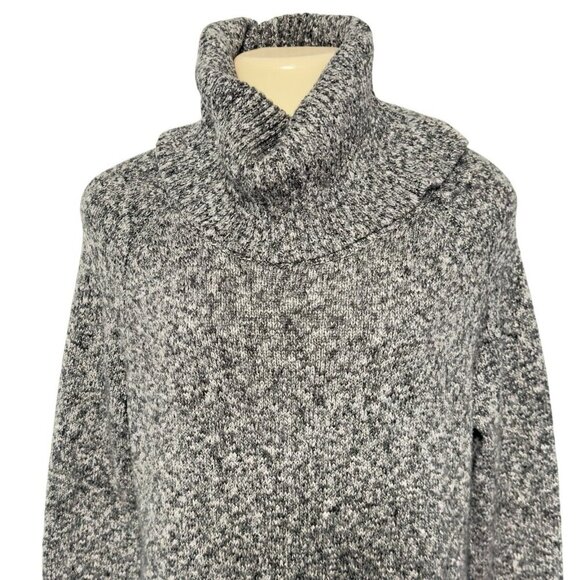 Workshop Republic Gray Cowl Turtleneck Sweater Long Soft Cozy Zip Pocket - Picture 3 of 10